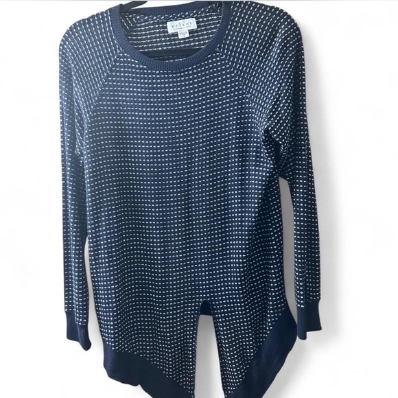 Velvet by Graham & Spencer Navy Polka Dot Tie Front Top - Picture 2 of 7